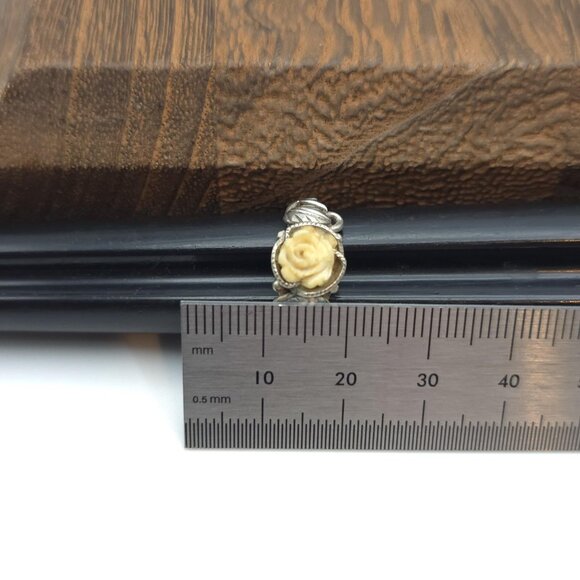 Size 6.25 Sterling Silver Carved Rose Nature Ring A986 - Picture 6 of 7